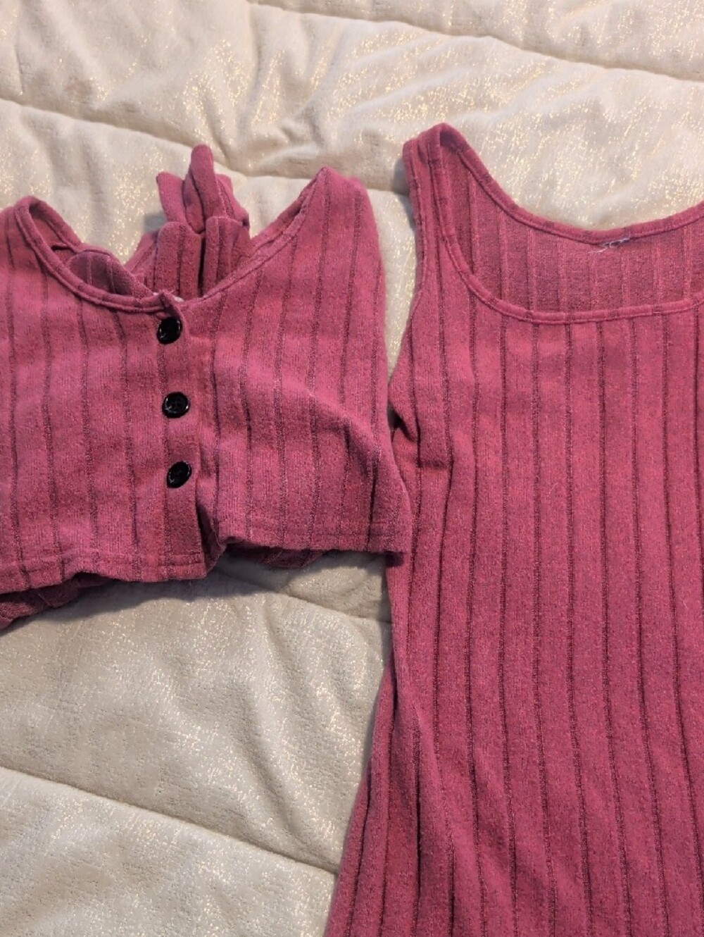 Source Unknown Pink Ribbed Two-Piece Dress Set - Picture 3 of 4